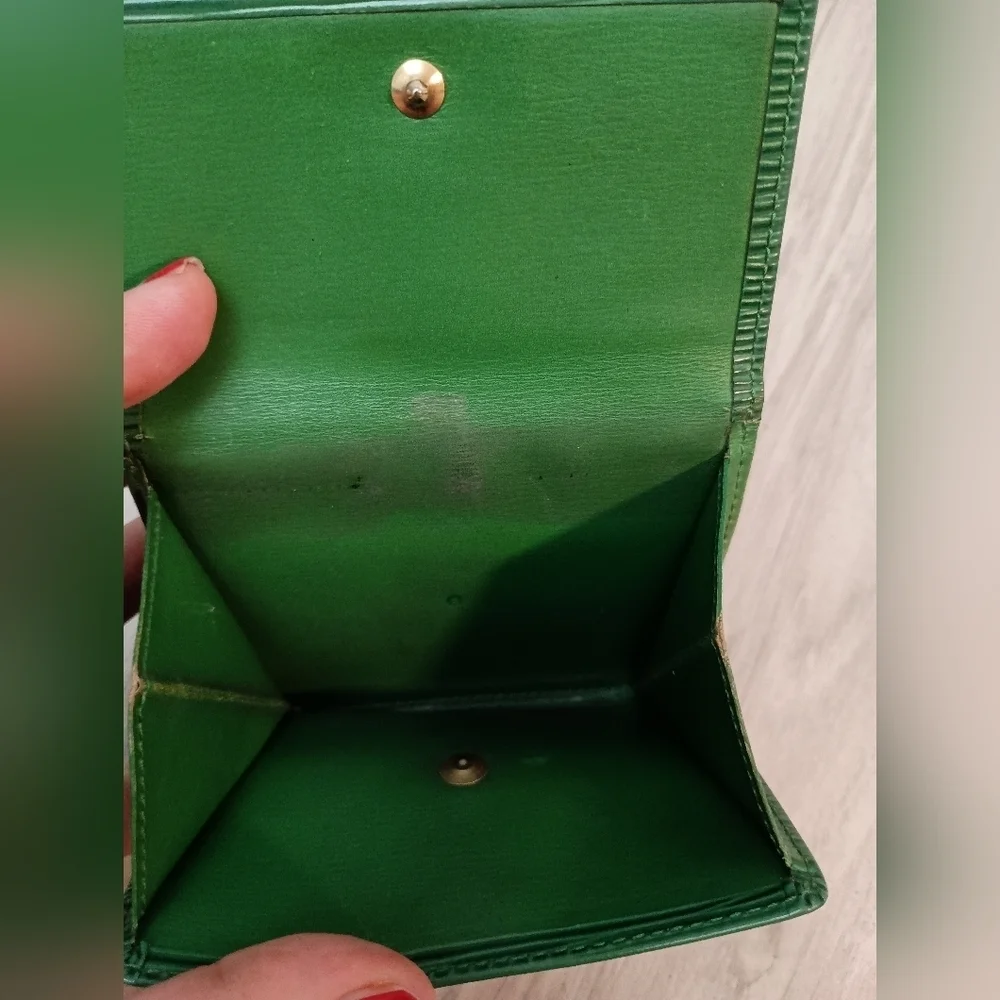 Authentic Louis Vuitton Green Epi Leather LV Embossed Logo Trifold Wallet